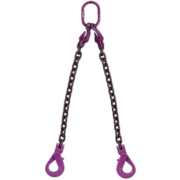 1/2" x 10', Adjustable 2Leg Chain Sling w/ Self-Locking Hooks-Grade100
